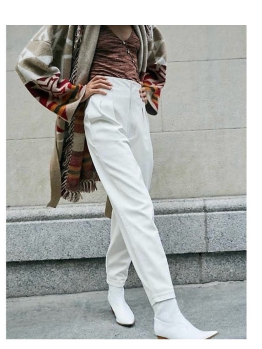 Free People Cecily Faux Leather High Rise Pants Ivory 12 - Picture 3 of 14